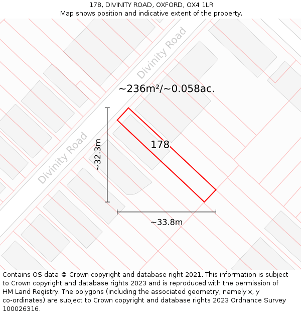 178, DIVINITY ROAD, OXFORD, OX4 1LR: Plot and title map