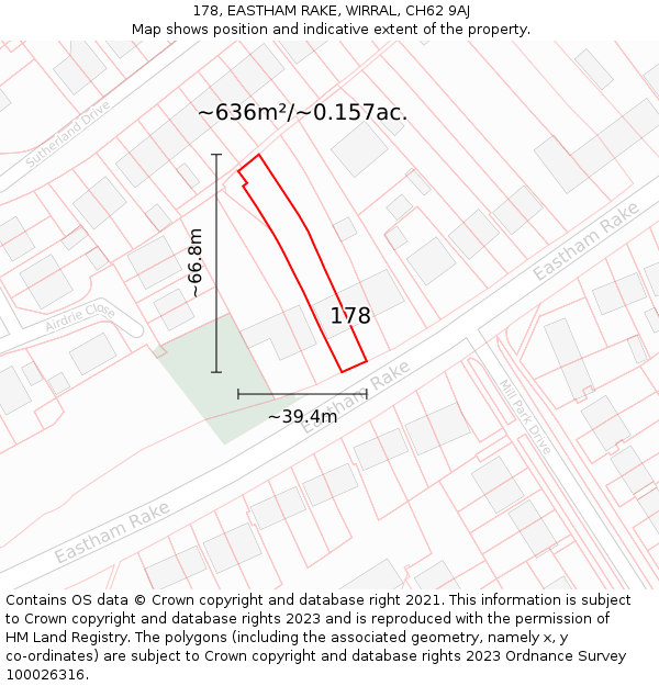 178, EASTHAM RAKE, WIRRAL, CH62 9AJ: Plot and title map