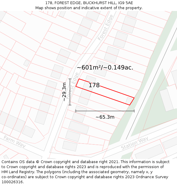 178, FOREST EDGE, BUCKHURST HILL, IG9 5AE: Plot and title map