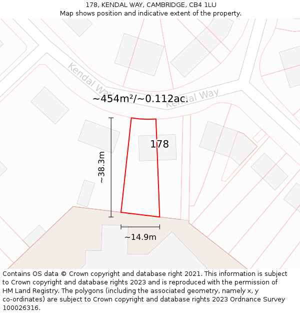178, KENDAL WAY, CAMBRIDGE, CB4 1LU: Plot and title map