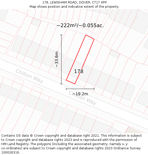 178, LEWISHAM ROAD, DOVER, CT17 0PP: Plot and title map
