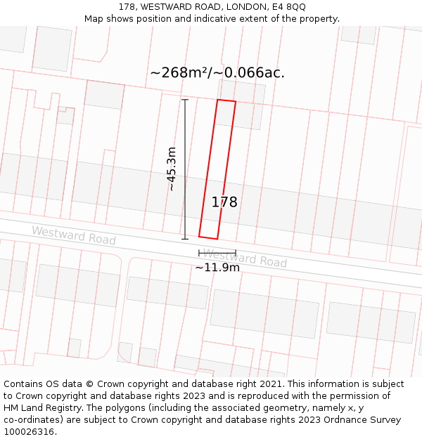 178, WESTWARD ROAD, LONDON, E4 8QQ: Plot and title map