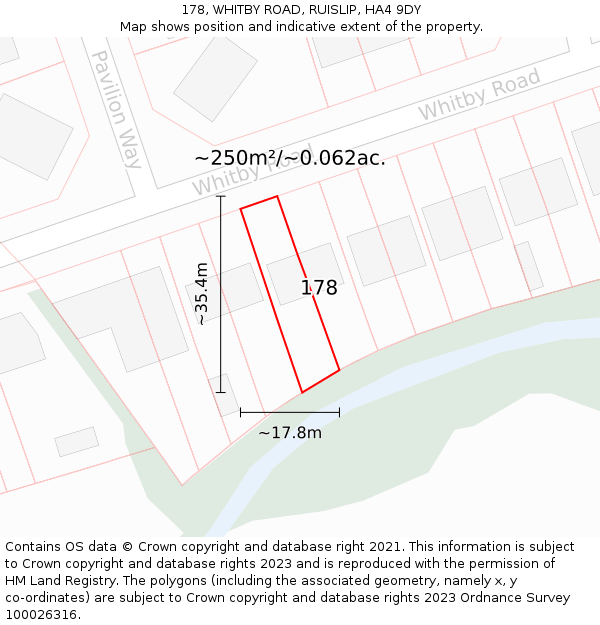 178, WHITBY ROAD, RUISLIP, HA4 9DY: Plot and title map
