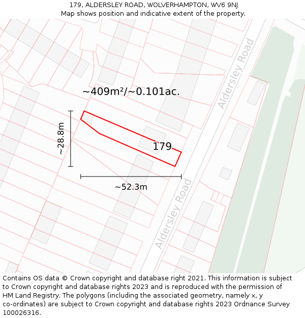 179, ALDERSLEY ROAD, WOLVERHAMPTON, WV6 9NJ: Plot and title map