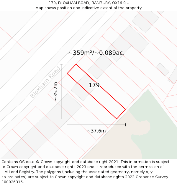 179, BLOXHAM ROAD, BANBURY, OX16 9JU: Plot and title map