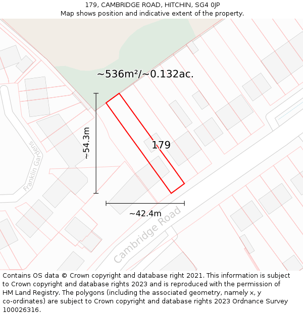 179, CAMBRIDGE ROAD, HITCHIN, SG4 0JP: Plot and title map