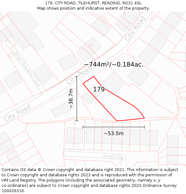 179, CITY ROAD, TILEHURST, READING, RG31 4SL: Plot and title map