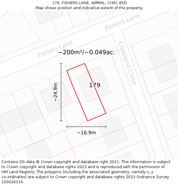 179, FISHERS LANE, WIRRAL, CH61 8SD: Plot and title map