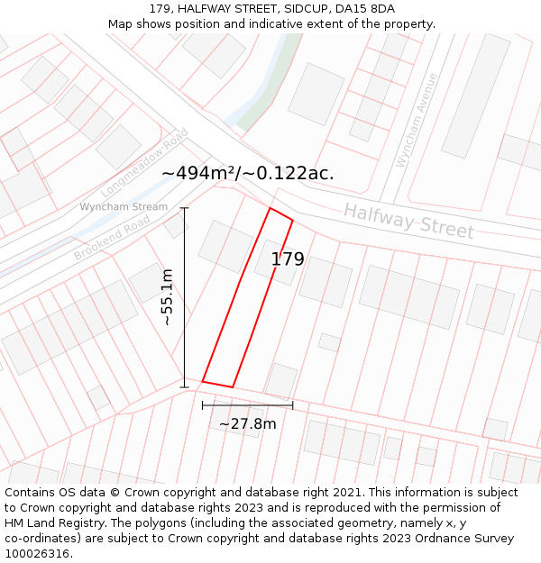 179, HALFWAY STREET, SIDCUP, DA15 8DA: Plot and title map
