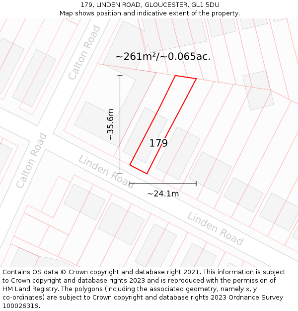 179, LINDEN ROAD, GLOUCESTER, GL1 5DU: Plot and title map