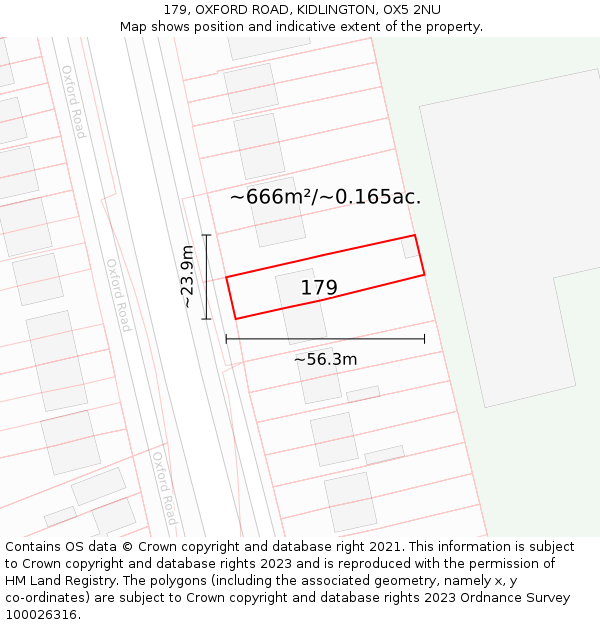 179, OXFORD ROAD, KIDLINGTON, OX5 2NU: Plot and title map