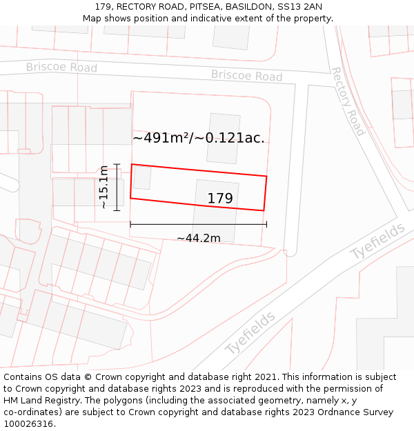 179, RECTORY ROAD, PITSEA, BASILDON, SS13 2AN: Plot and title map