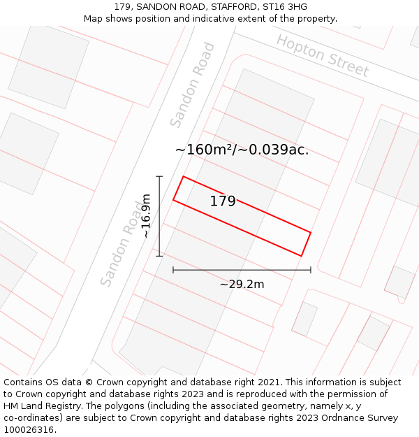 179, SANDON ROAD, STAFFORD, ST16 3HG: Plot and title map