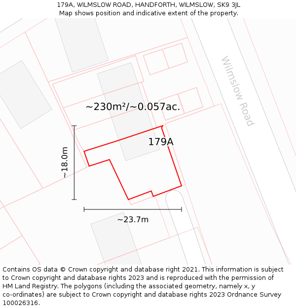 179A, WILMSLOW ROAD, HANDFORTH, WILMSLOW, SK9 3JL: Plot and title map