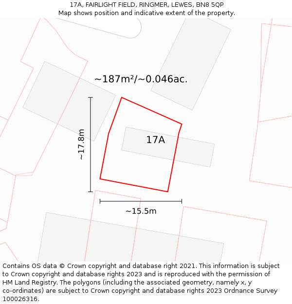 17A, FAIRLIGHT FIELD, RINGMER, LEWES, BN8 5QP: Plot and title map