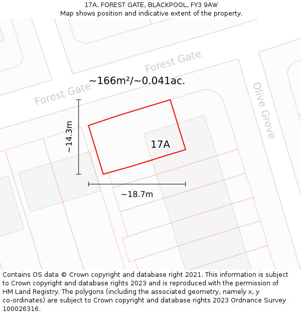 17A, FOREST GATE, BLACKPOOL, FY3 9AW: Plot and title map