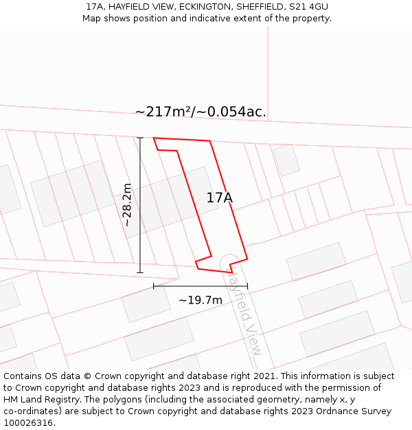 17A, HAYFIELD VIEW, ECKINGTON, SHEFFIELD, S21 4GU: Plot and title map