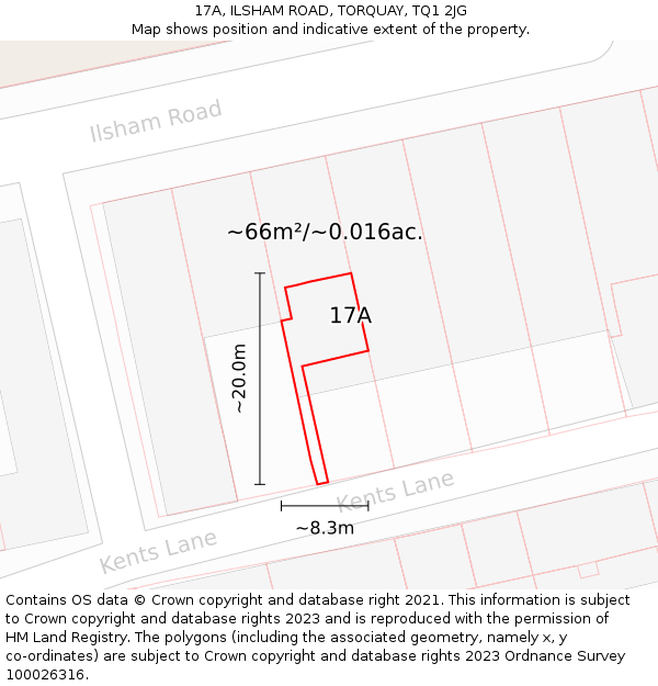 17A, ILSHAM ROAD, TORQUAY, TQ1 2JG: Plot and title map