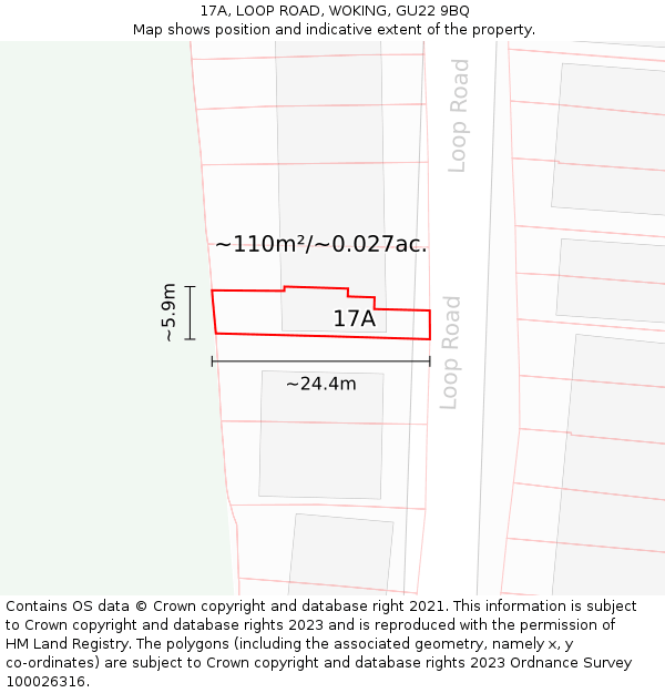 17A, LOOP ROAD, WOKING, GU22 9BQ: Plot and title map