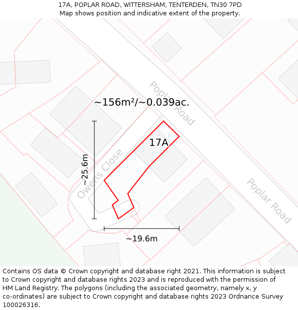 17A, POPLAR ROAD, WITTERSHAM, TENTERDEN, TN30 7PD: Plot and title map