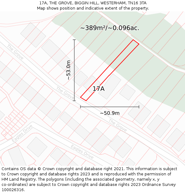 17A, THE GROVE, BIGGIN HILL, WESTERHAM, TN16 3TA: Plot and title map