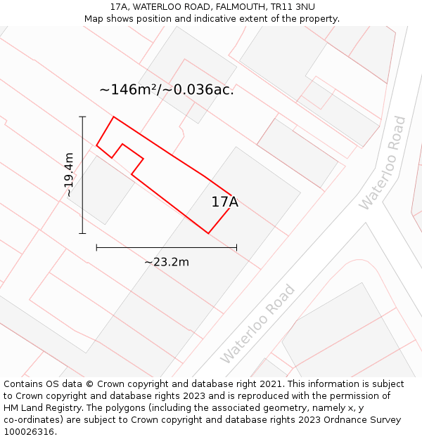 17A, WATERLOO ROAD, FALMOUTH, TR11 3NU: Plot and title map