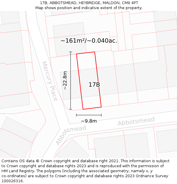 17B, ABBOTSMEAD, HEYBRIDGE, MALDON, CM9 4PT: Plot and title map