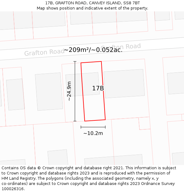 17B, GRAFTON ROAD, CANVEY ISLAND, SS8 7BT: Plot and title map
