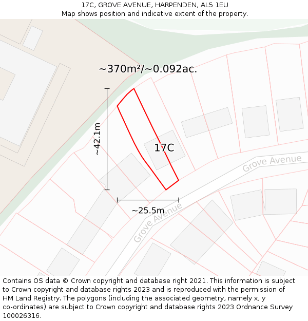 17C, GROVE AVENUE, HARPENDEN, AL5 1EU: Plot and title map