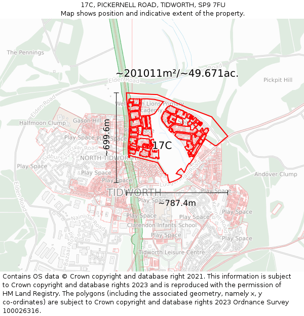 17C, PICKERNELL ROAD, TIDWORTH, SP9 7FU: Plot and title map