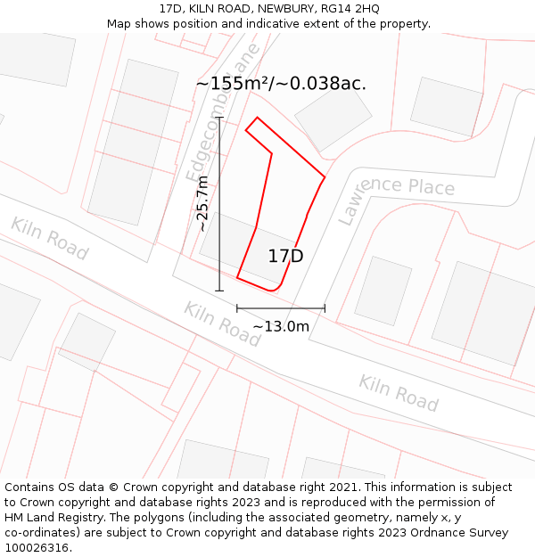 17D, KILN ROAD, NEWBURY, RG14 2HQ: Plot and title map