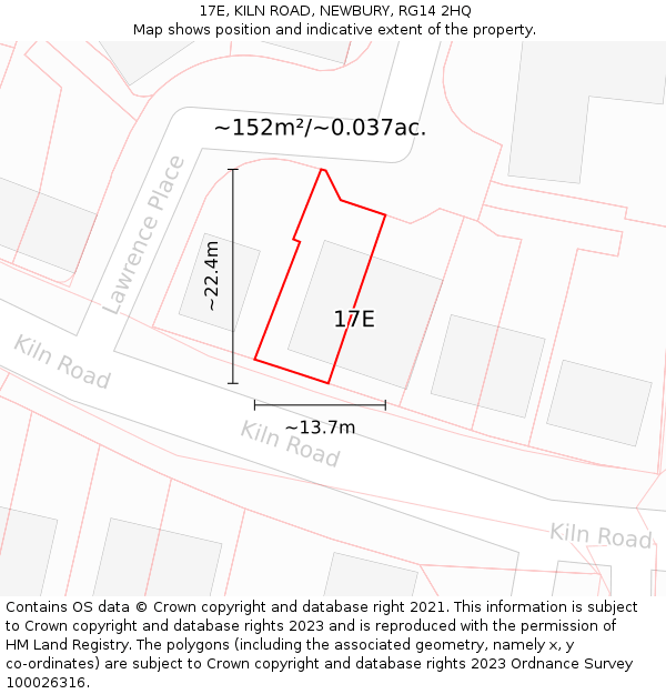 17E, KILN ROAD, NEWBURY, RG14 2HQ: Plot and title map
