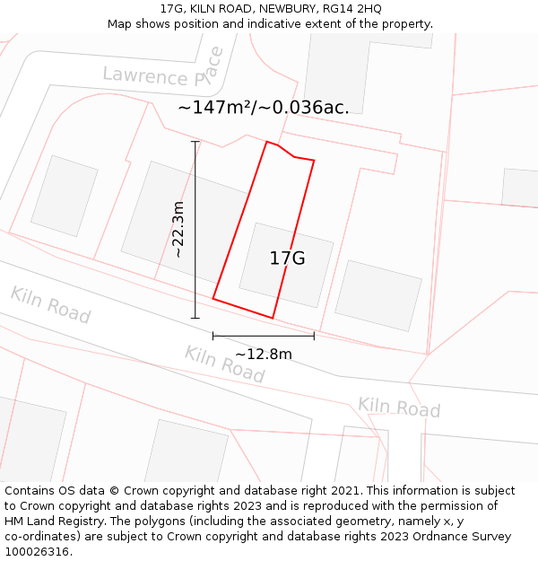 17G, KILN ROAD, NEWBURY, RG14 2HQ: Plot and title map