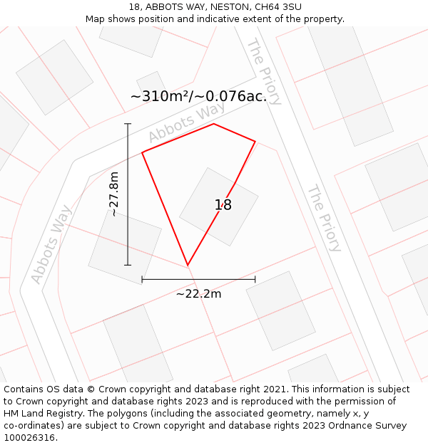18, ABBOTS WAY, NESTON, CH64 3SU: Plot and title map