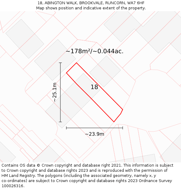 18, ABINGTON WALK, BROOKVALE, RUNCORN, WA7 6HF: Plot and title map