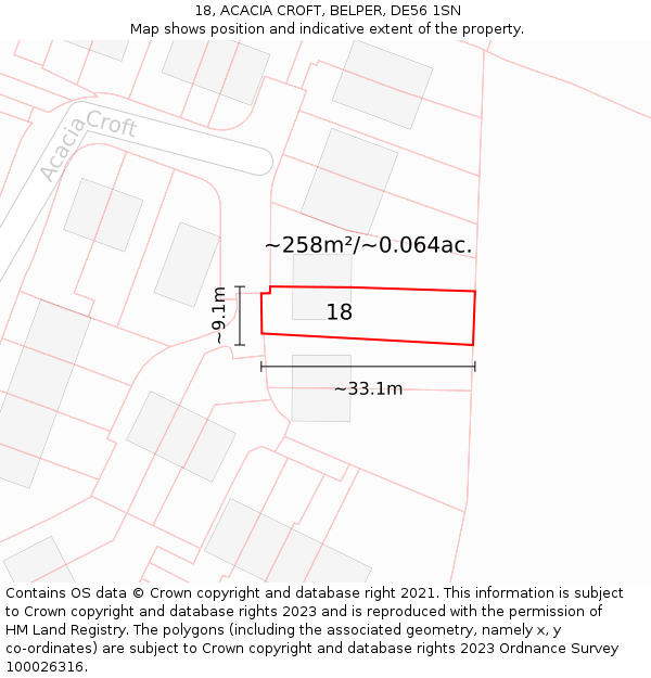 18, ACACIA CROFT, BELPER, DE56 1SN: Plot and title map