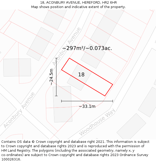 18, ACONBURY AVENUE, HEREFORD, HR2 6HR: Plot and title map