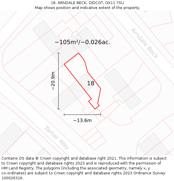 18, ARNDALE BECK, DIDCOT, OX11 7SU: Plot and title map