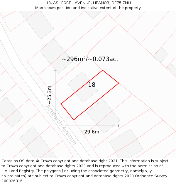 18, ASHFORTH AVENUE, HEANOR, DE75 7NH: Plot and title map