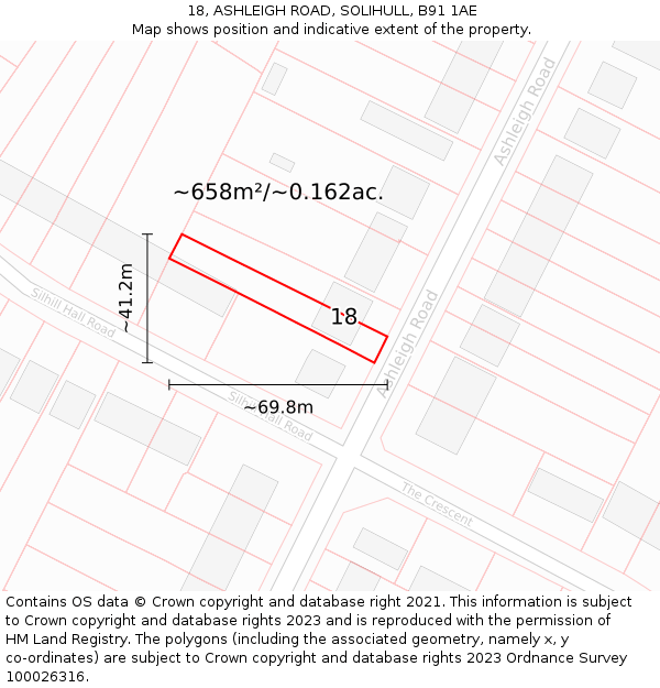 18, ASHLEIGH ROAD, SOLIHULL, B91 1AE: Plot and title map