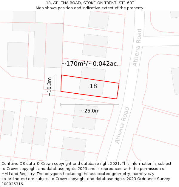 18, ATHENA ROAD, STOKE-ON-TRENT, ST1 6RT: Plot and title map