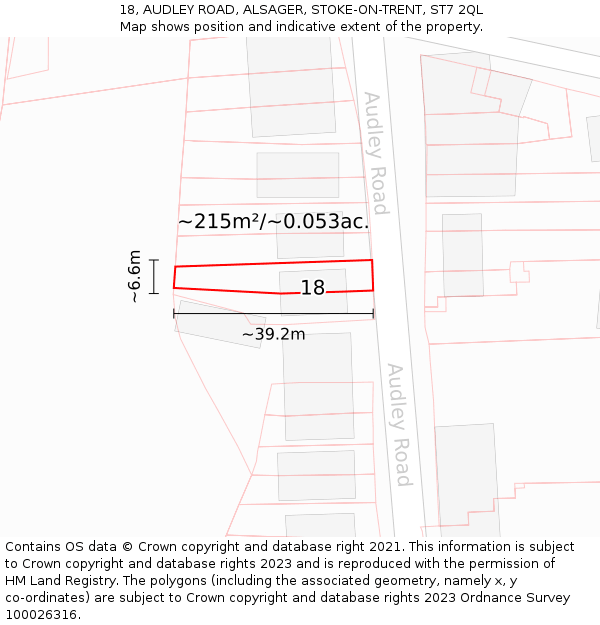 18, AUDLEY ROAD, ALSAGER, STOKE-ON-TRENT, ST7 2QL: Plot and title map