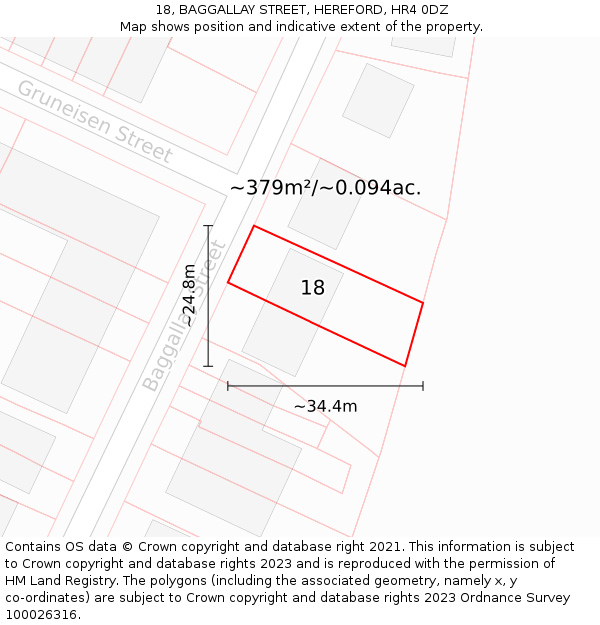 18, BAGGALLAY STREET, HEREFORD, HR4 0DZ: Plot and title map