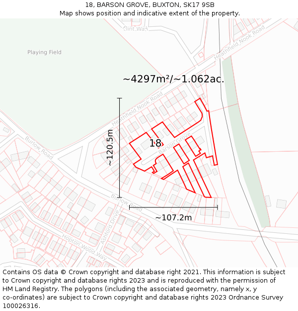 18, BARSON GROVE, BUXTON, SK17 9SB: Plot and title map