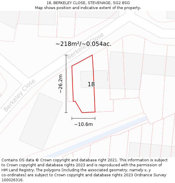 18, BERKELEY CLOSE, STEVENAGE, SG2 8SG: Plot and title map