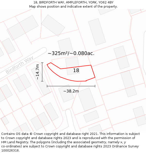 18, BIRDFORTH WAY, AMPLEFORTH, YORK, YO62 4BY: Plot and title map