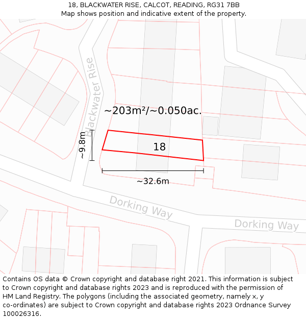 18, BLACKWATER RISE, CALCOT, READING, RG31 7BB: Plot and title map