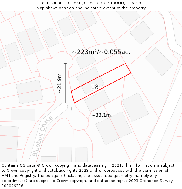 18, BLUEBELL CHASE, CHALFORD, STROUD, GL6 8PG: Plot and title map