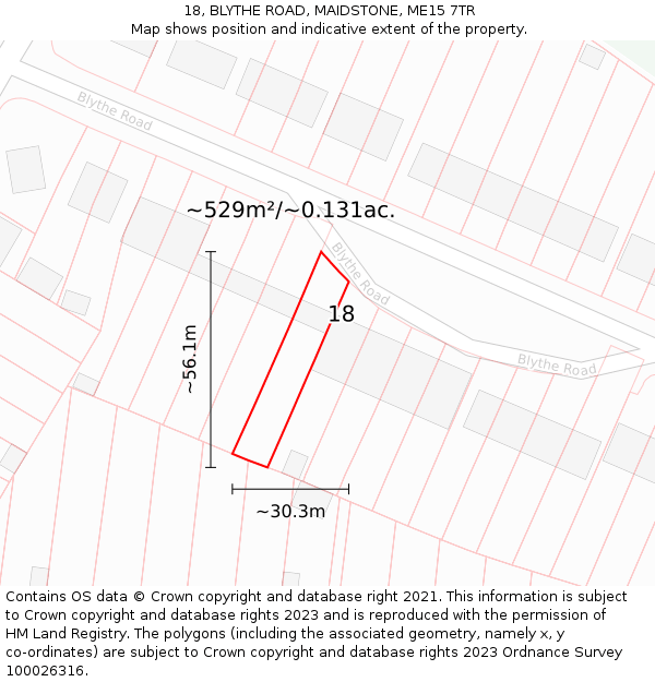 18, BLYTHE ROAD, MAIDSTONE, ME15 7TR: Plot and title map