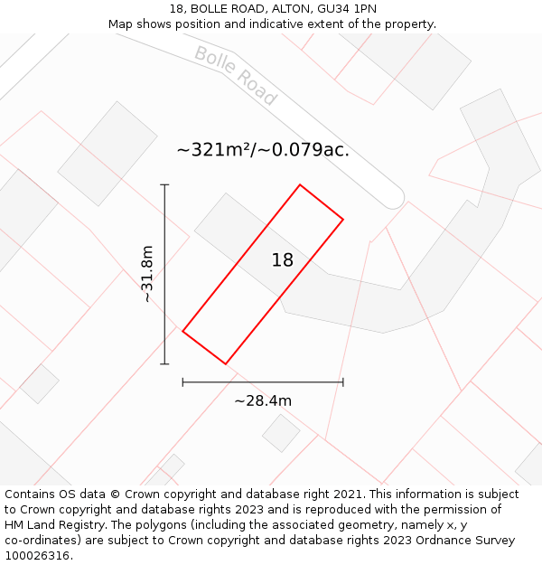 18, BOLLE ROAD, ALTON, GU34 1PN: Plot and title map